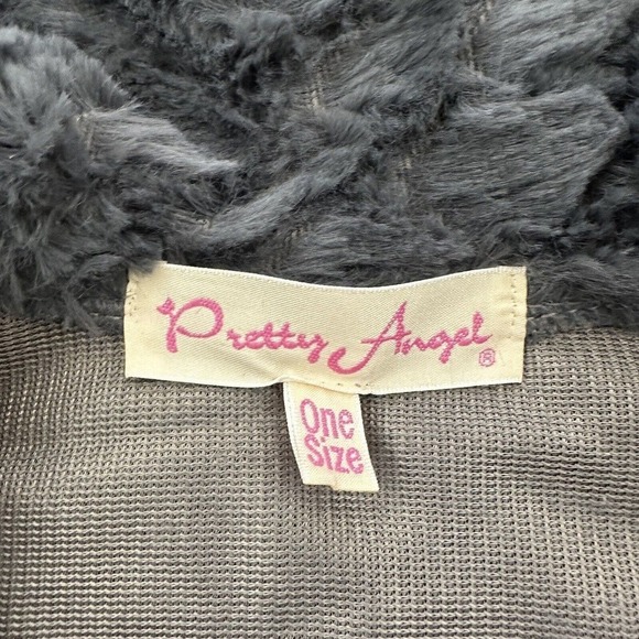 Pretty Angel Faux Fur Shrug Cardigan Sweater One Size New Gray Floral Open Front - Picture 7 of 13